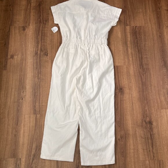 NEW Arula White Cotton Denim Short Sleeve Erica Jumpsuit Sz XL - Picture 12 of 14